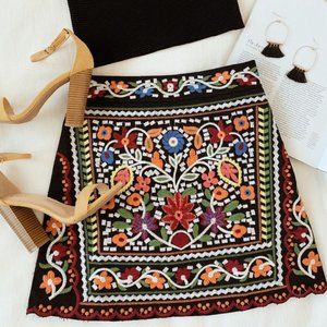 NEW! Black Embroidered Mini Skirt - Small